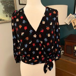 Madewell Wrap Top In Pressed Flowers
